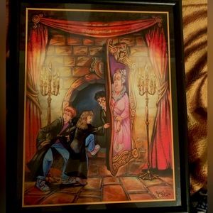 Rare 2000 Harry Potter Framed Art Lithograph Fred Bode Warner Brothers Pig Snout